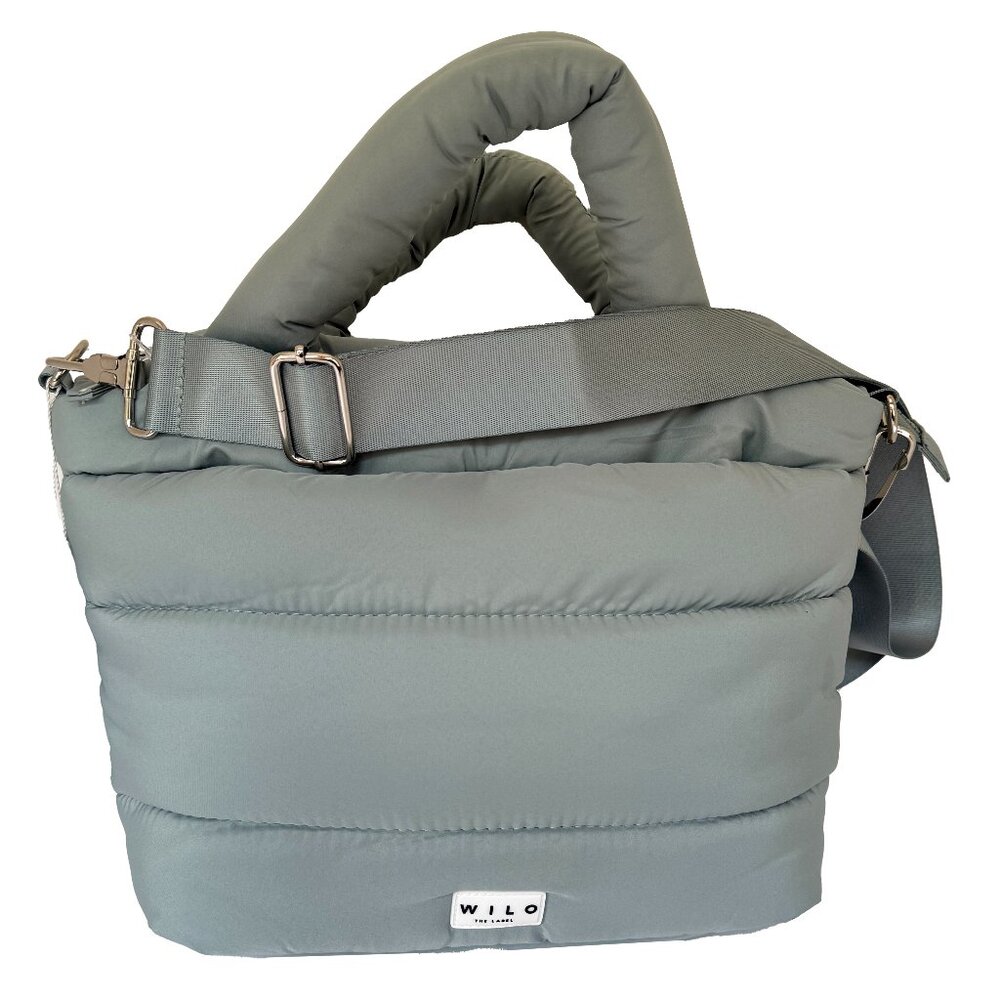 Wilo The Label Light Sage Green Mini Two Strap Puffer Tote/Crossbody Bag NWT